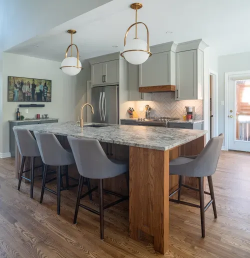Closer view of kitchen island details