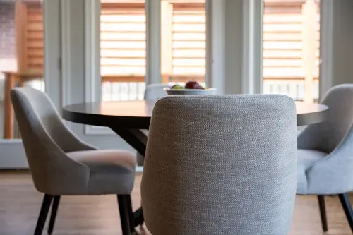 Detail shot of dining chairs