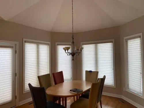 Before image showing vaulted ceiling in dining room spae