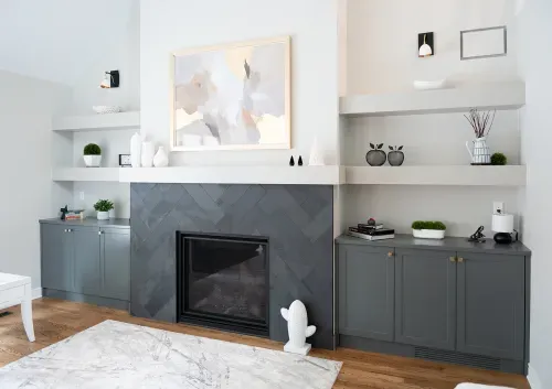 Great room fireplace and built-ins