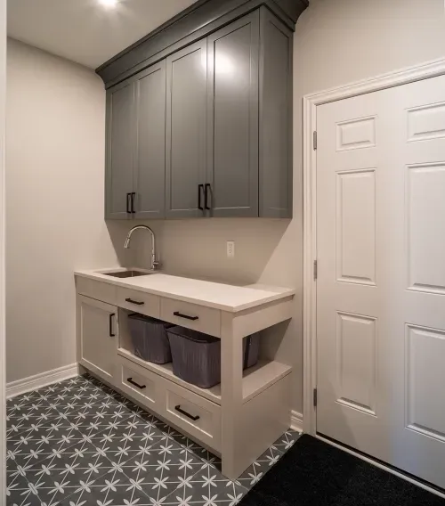 Laundry room sink and cabinets