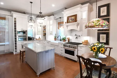 Kitchen cabinets and island