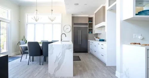 Kitchen table and island