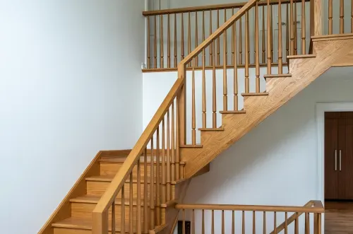 Wooden staircase railing