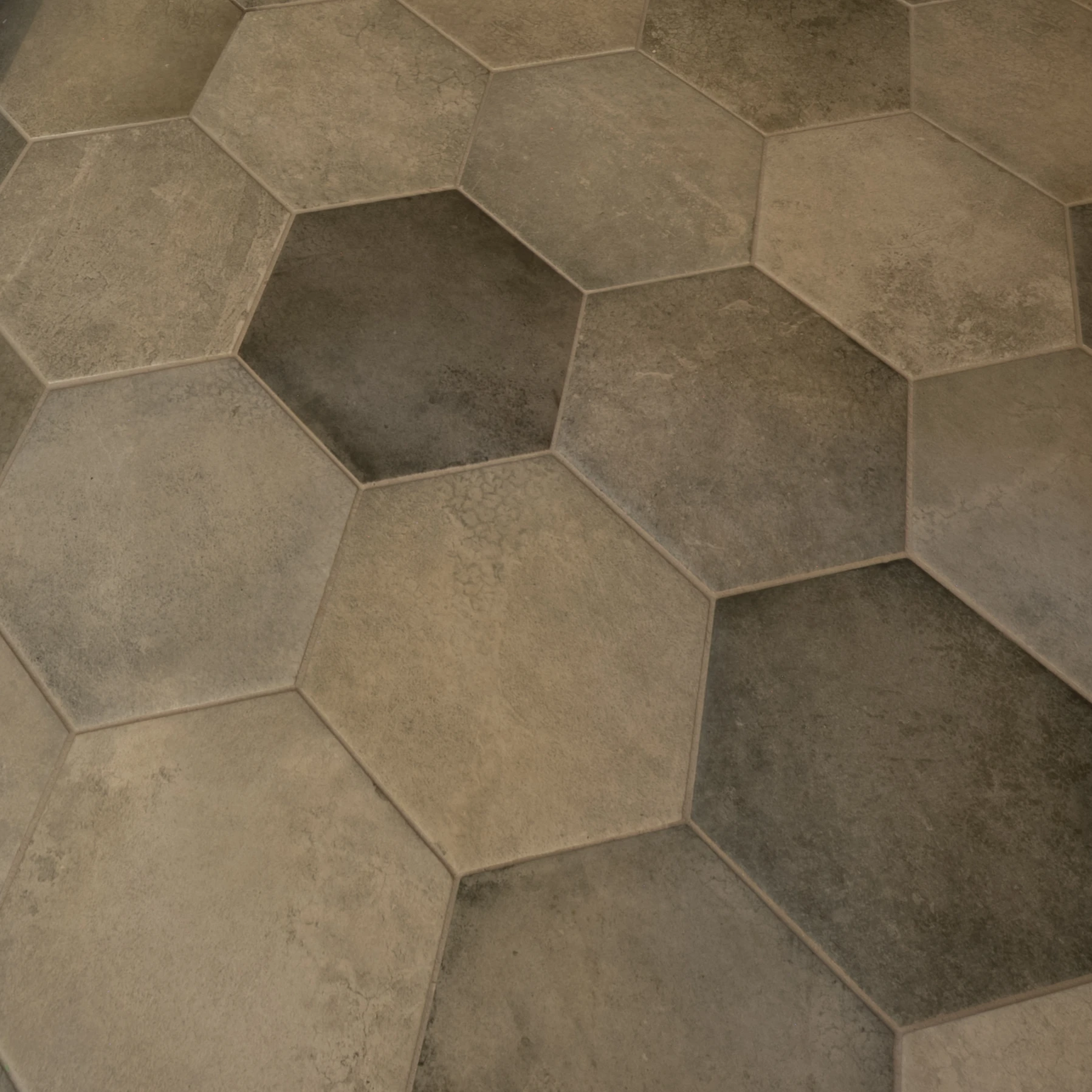 Close up of hexagonal tiled flooring