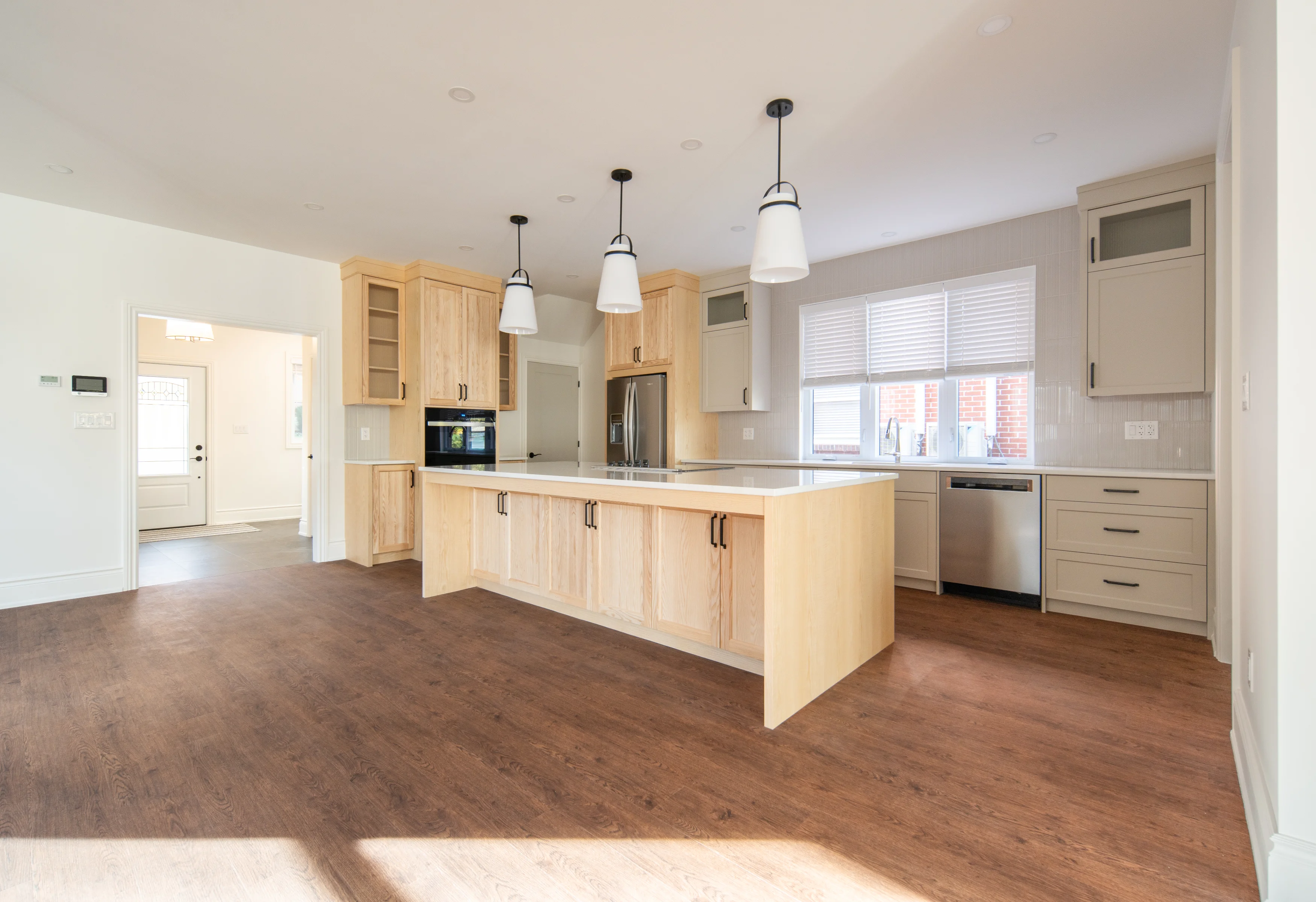 large, well lit kitchen with space for wheelchairs and accessible movement