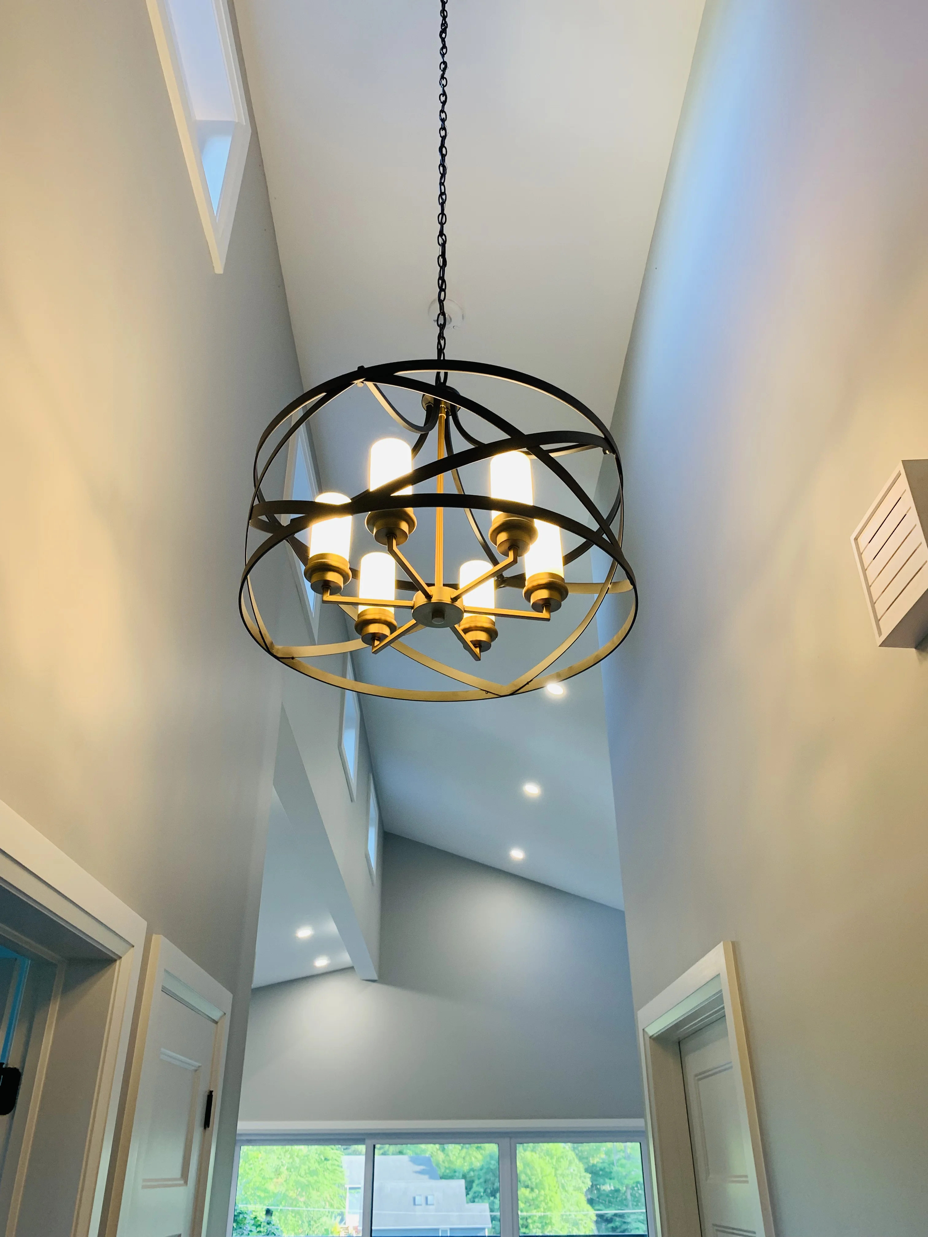 chandlier hanging in hallway