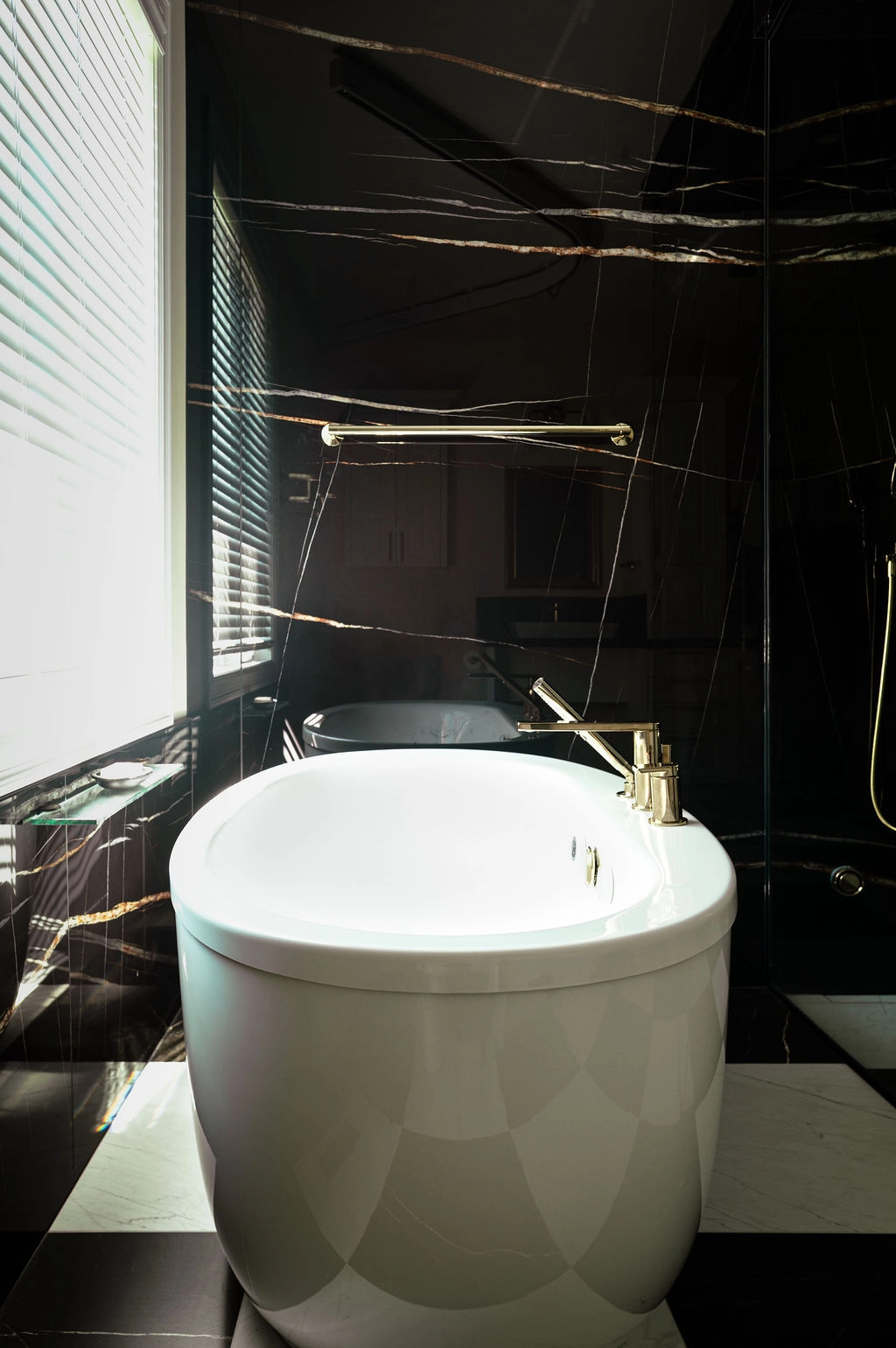large soaker tub in white