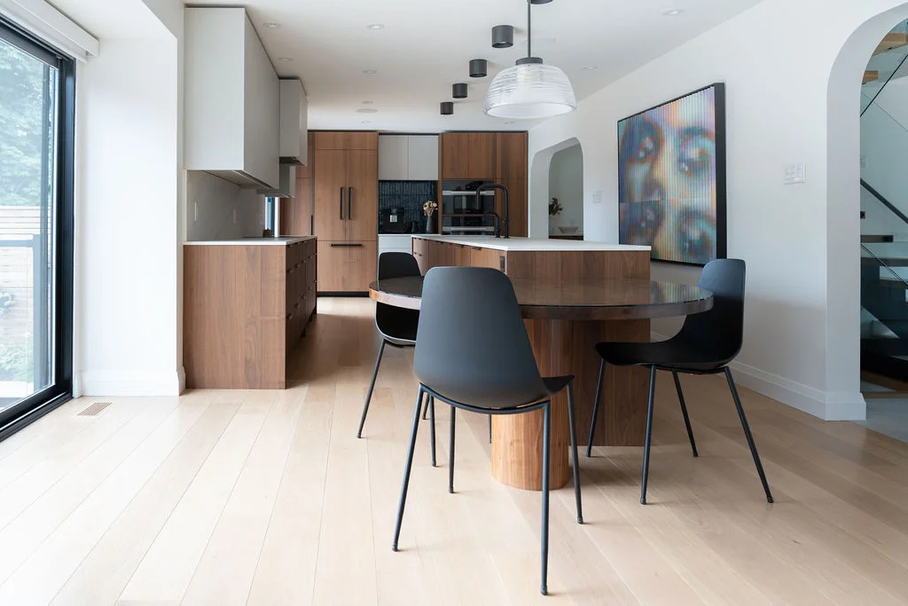 open view of counter and cabinets of kitchen