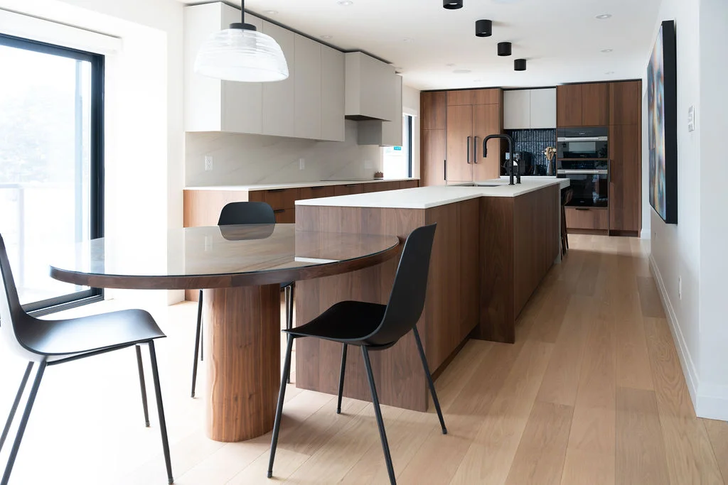 open view of counter and cabinets of kitchen
