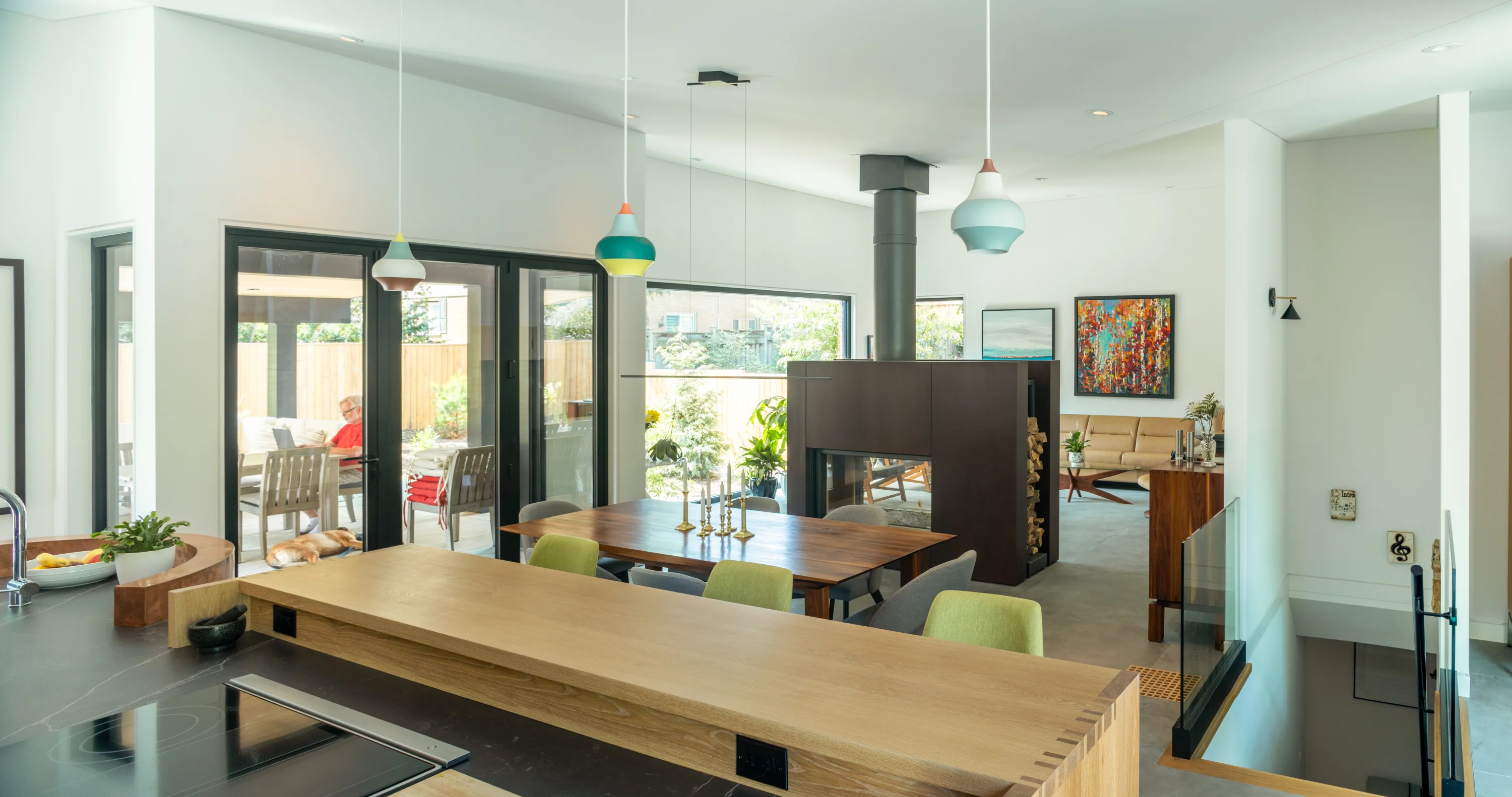 large open view of kitchen and living space