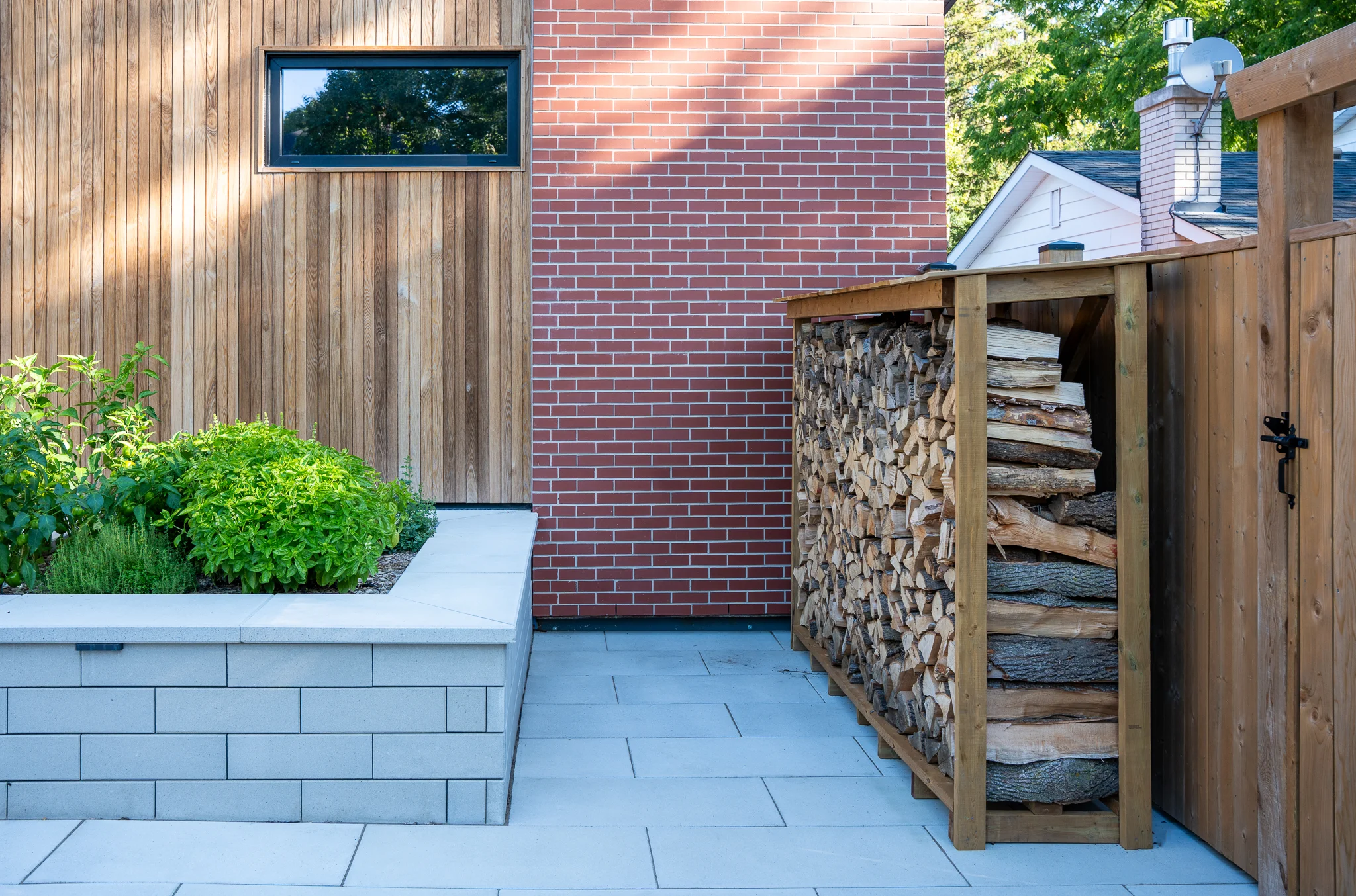 firewood stack in backyard