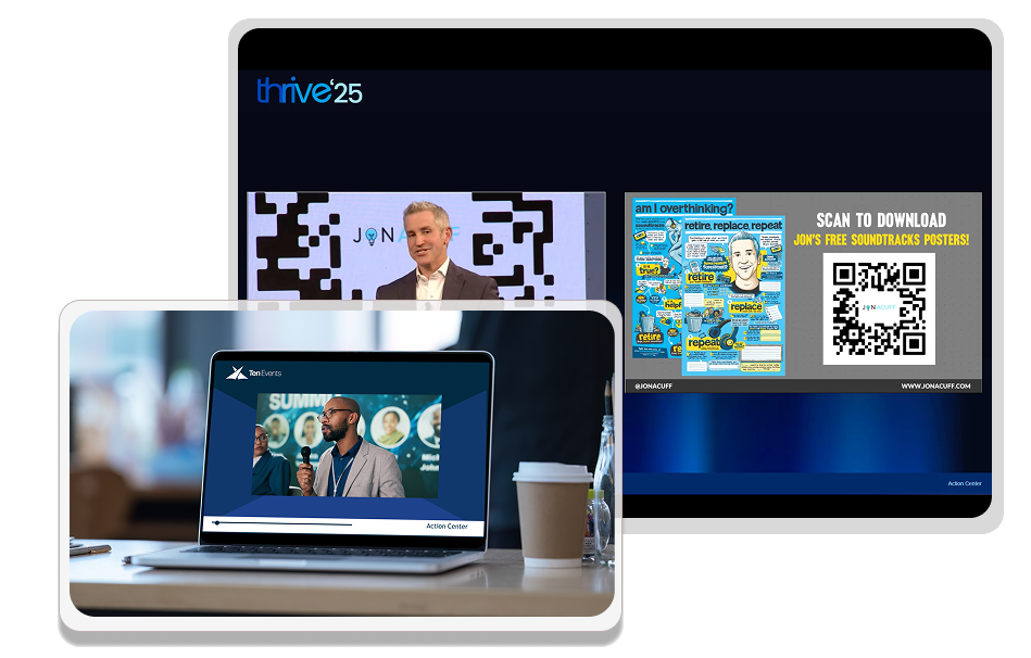 Preview of Ten Events Pro webcast platform demo with interactive engagement tools and analytics