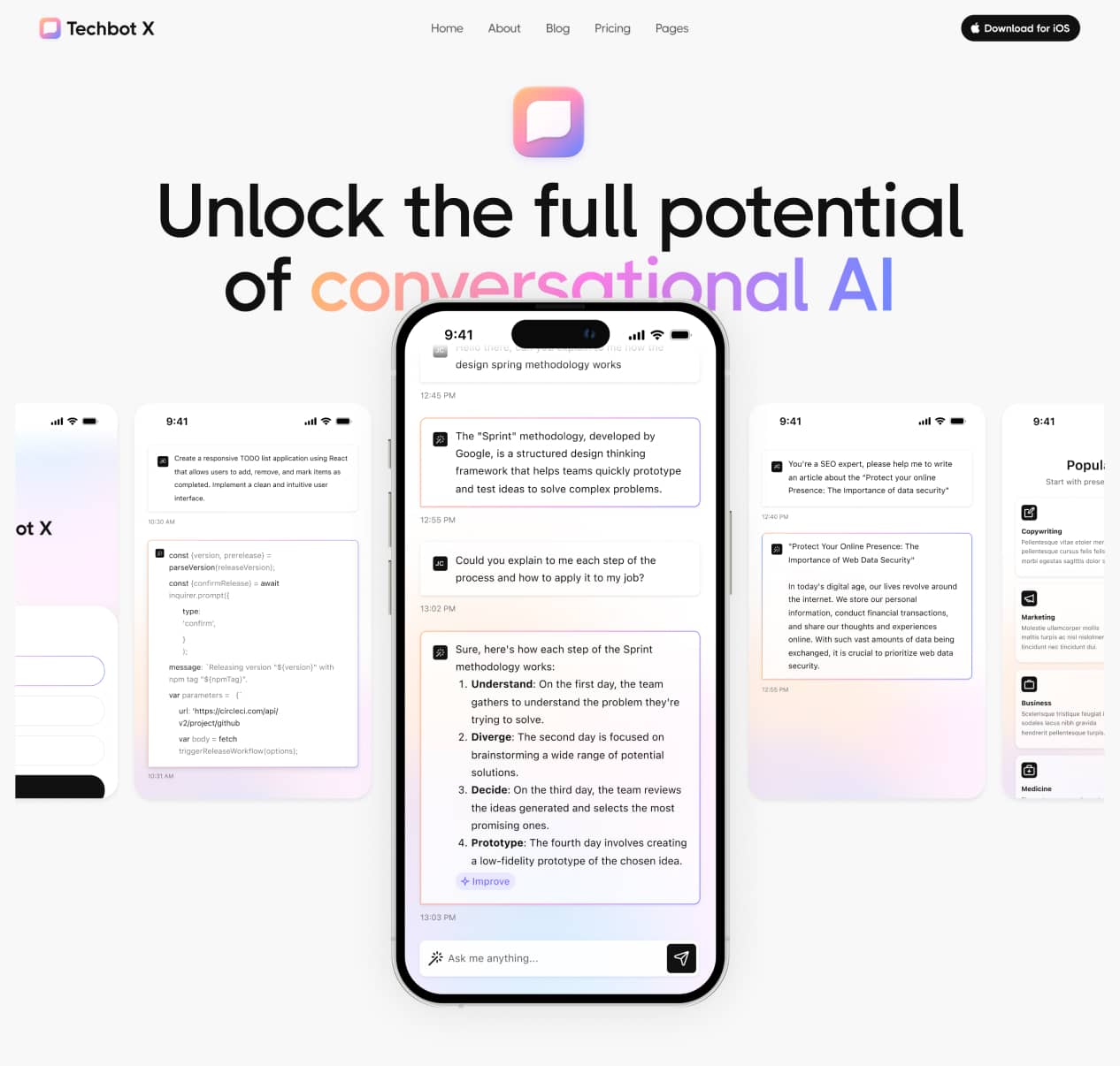 Techbot X - Home V1 Page - AI App Webflow Template