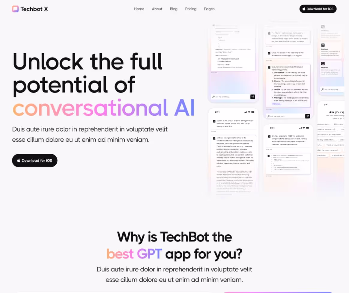 Techbot X - Home V2 Page - AI App Webflow Template