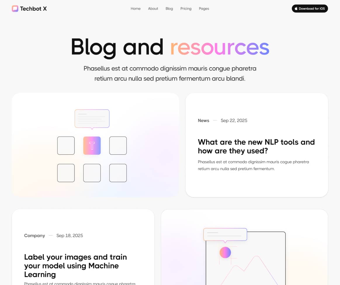Techbot X - Blog V1 Page - AI App Webflow Template
