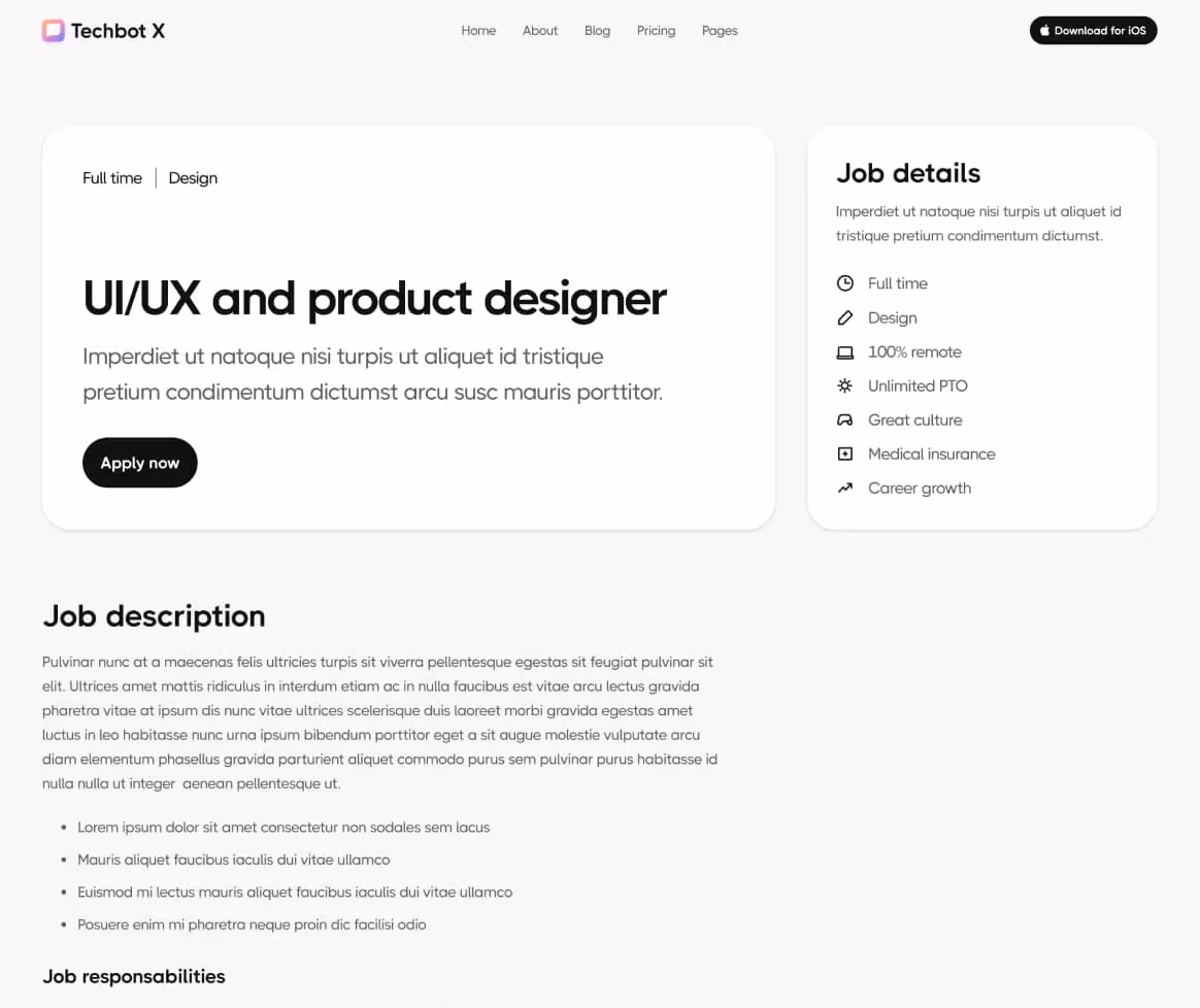 Techbot X - Careers Single Page - AI App Webflow Template