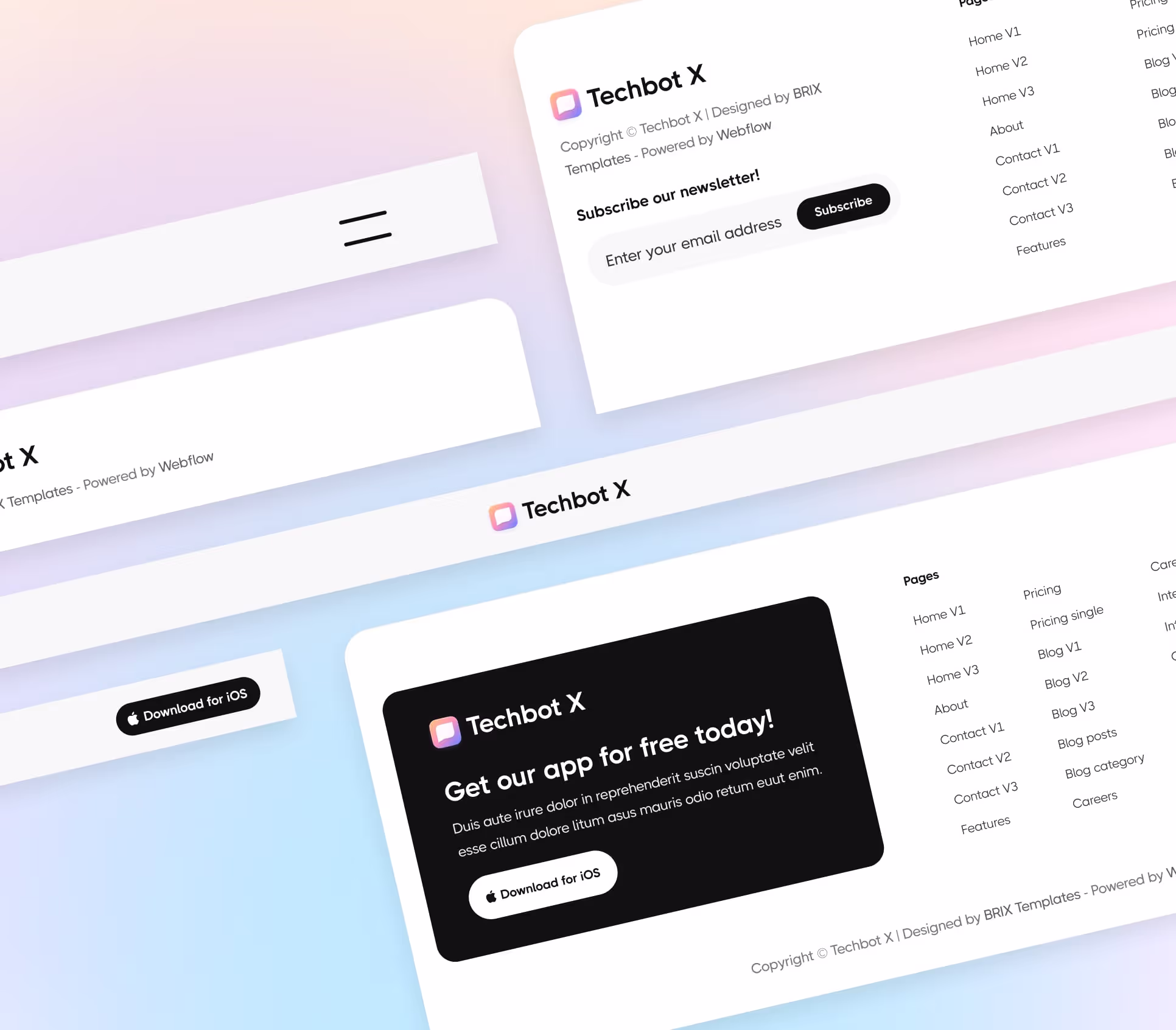 Techbot X - Headers and Footers - AI App Webflow Template