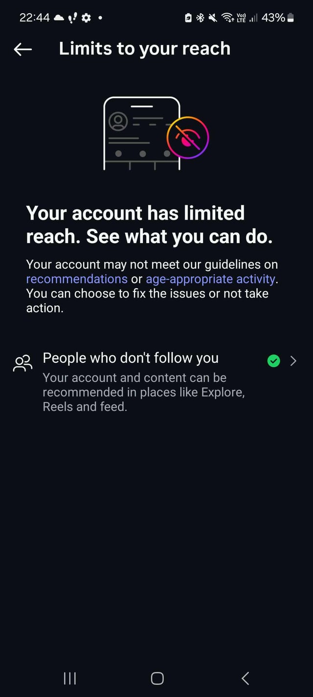 r/Instagram - Your account has limited reach, see what you can do.