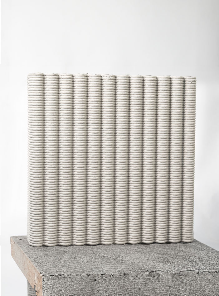 3D concrete printing creates textured architectural wall panel with ribbed texture
