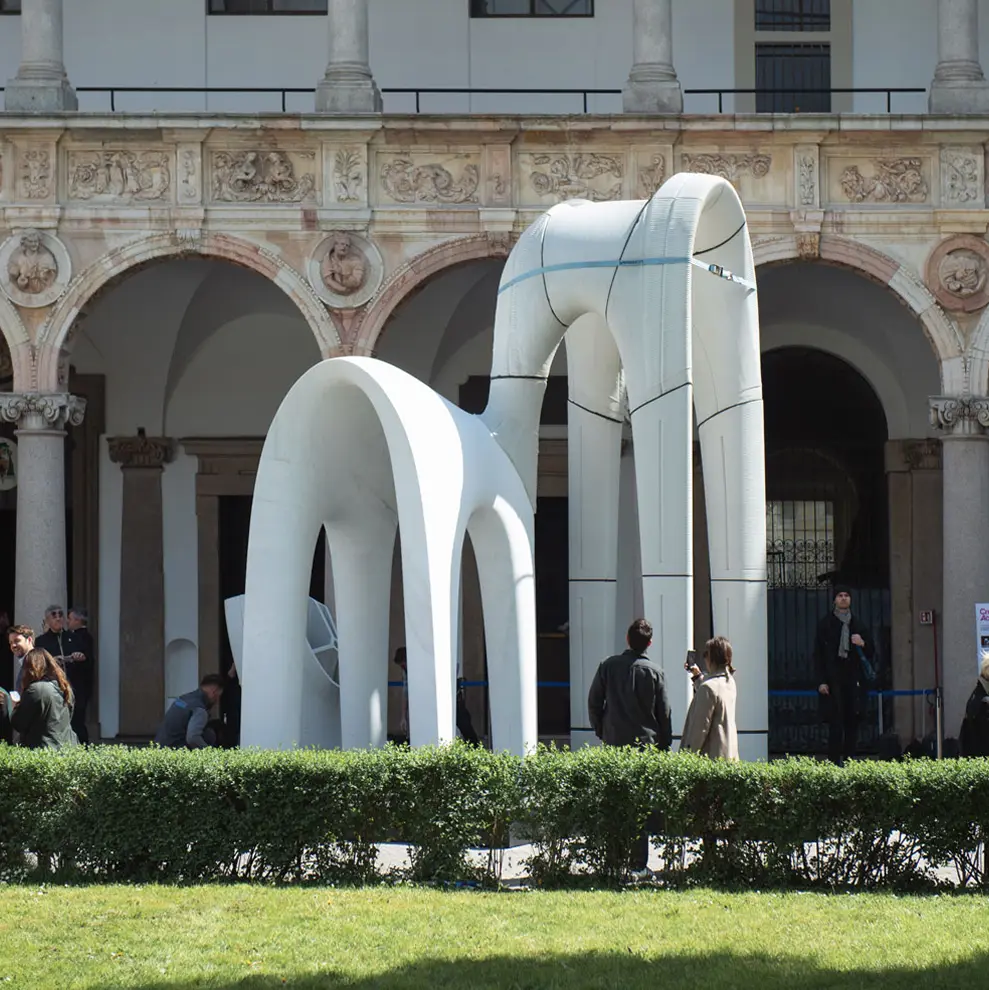 3D concrete printing sculptural installation at historic architectural venue