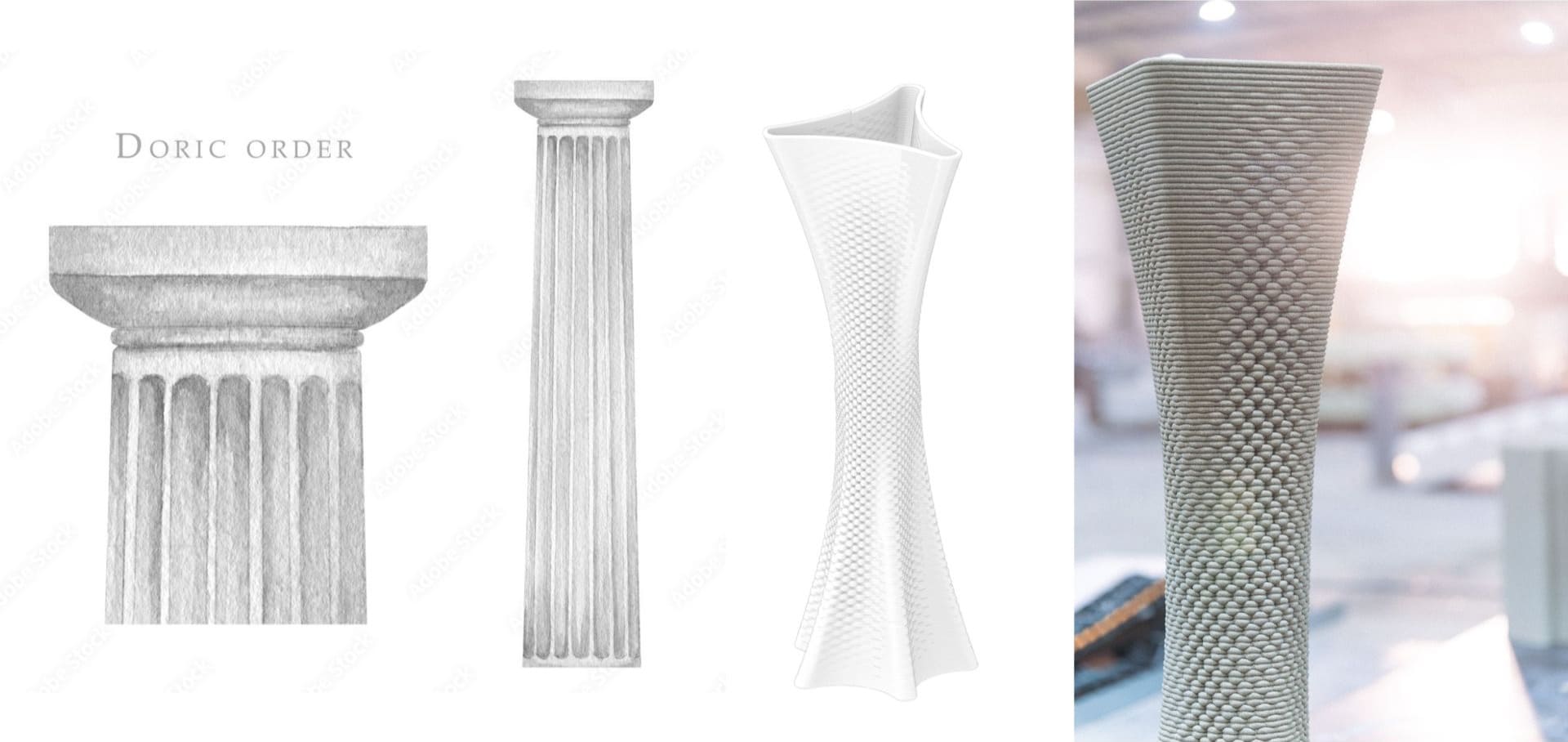 3D concrete printing evolving Doric column design from classical to modern