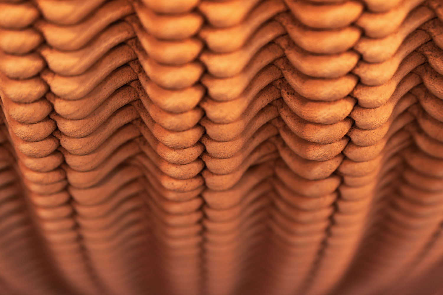 3D concrete printing creating intricate wavy texture for architectural projects