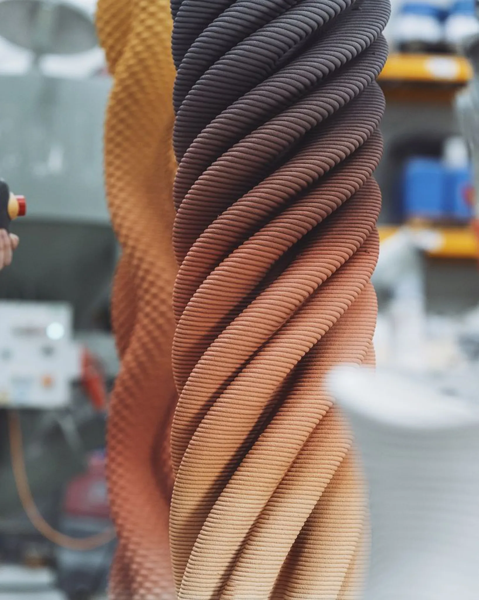 3D concrete printing creating intricate curving architectural project model