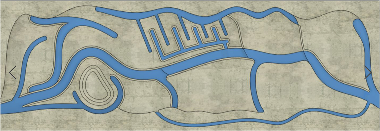 3D concrete printing project blueprint with intricate blue and gray design