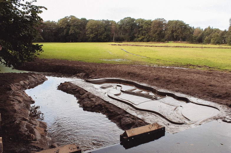 3D concrete printing project creating unique water channel landscape design