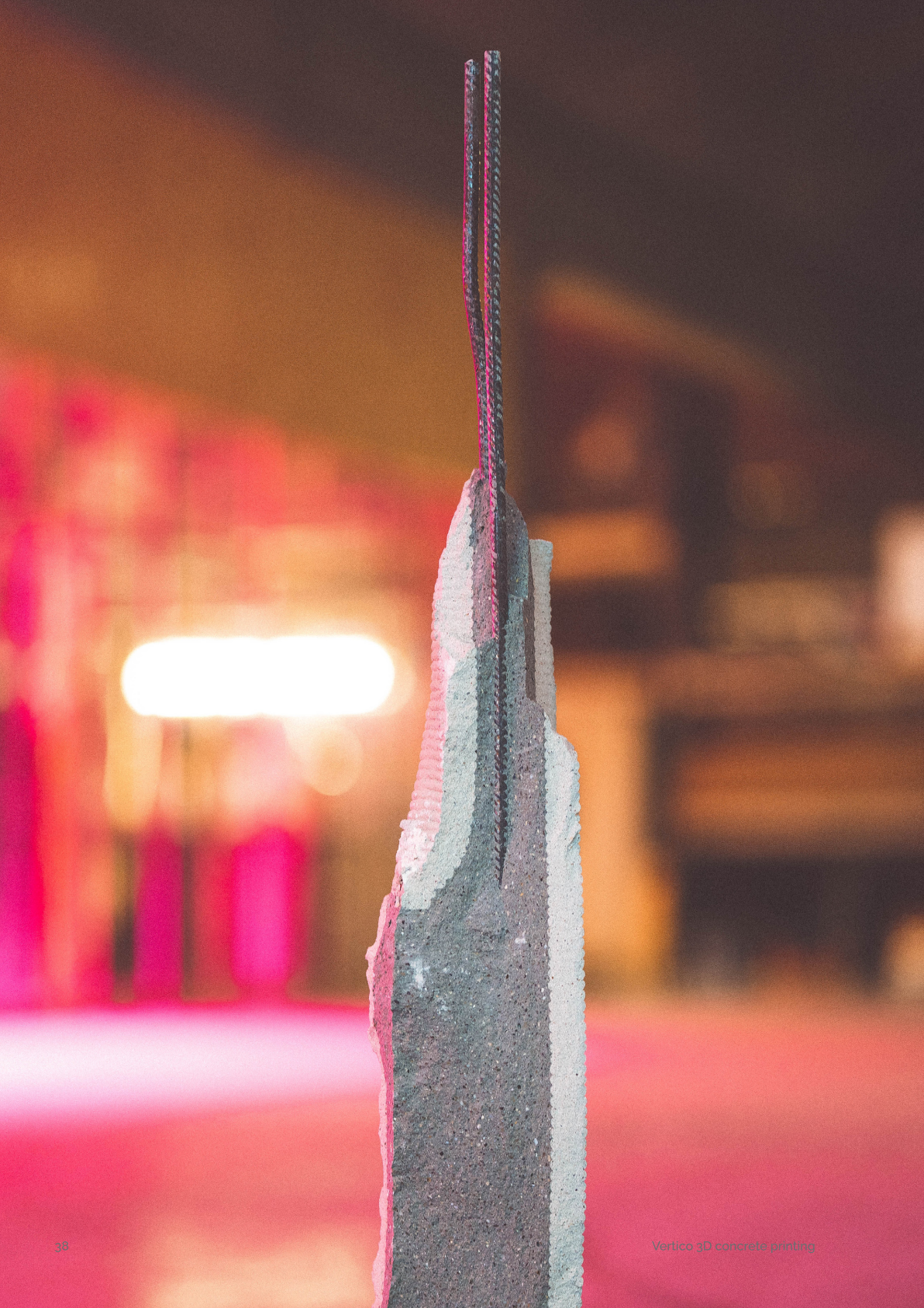 3D concrete printing project with colorful textured architectural model