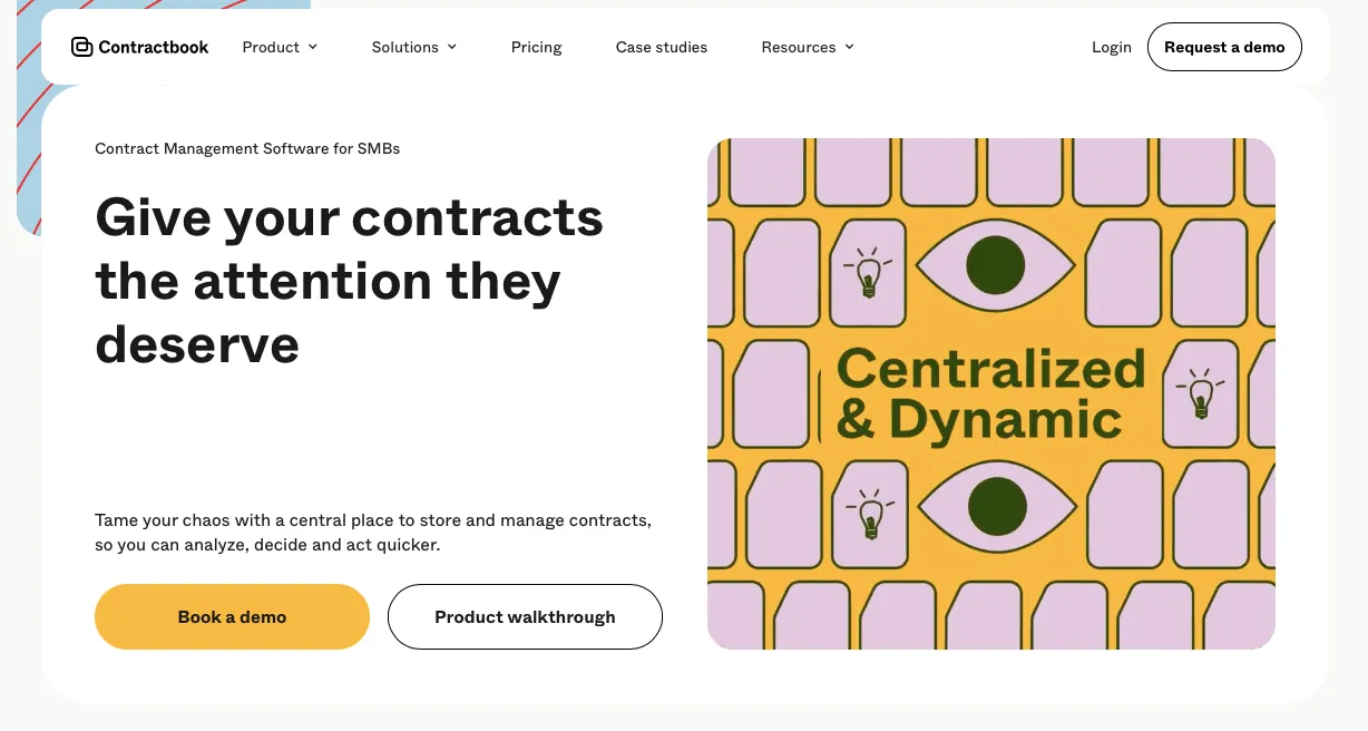 This is the home page of ContractBook