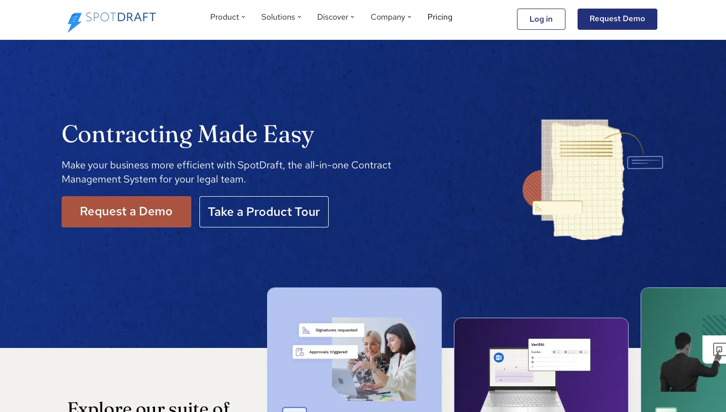 This is the home page of SpotDraft