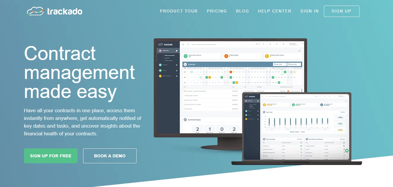 This is the home page of Trackado