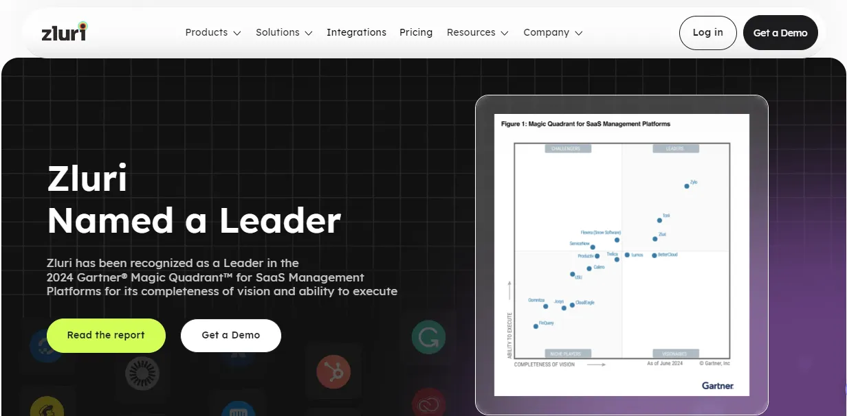 Zluri SaaS management -homepage