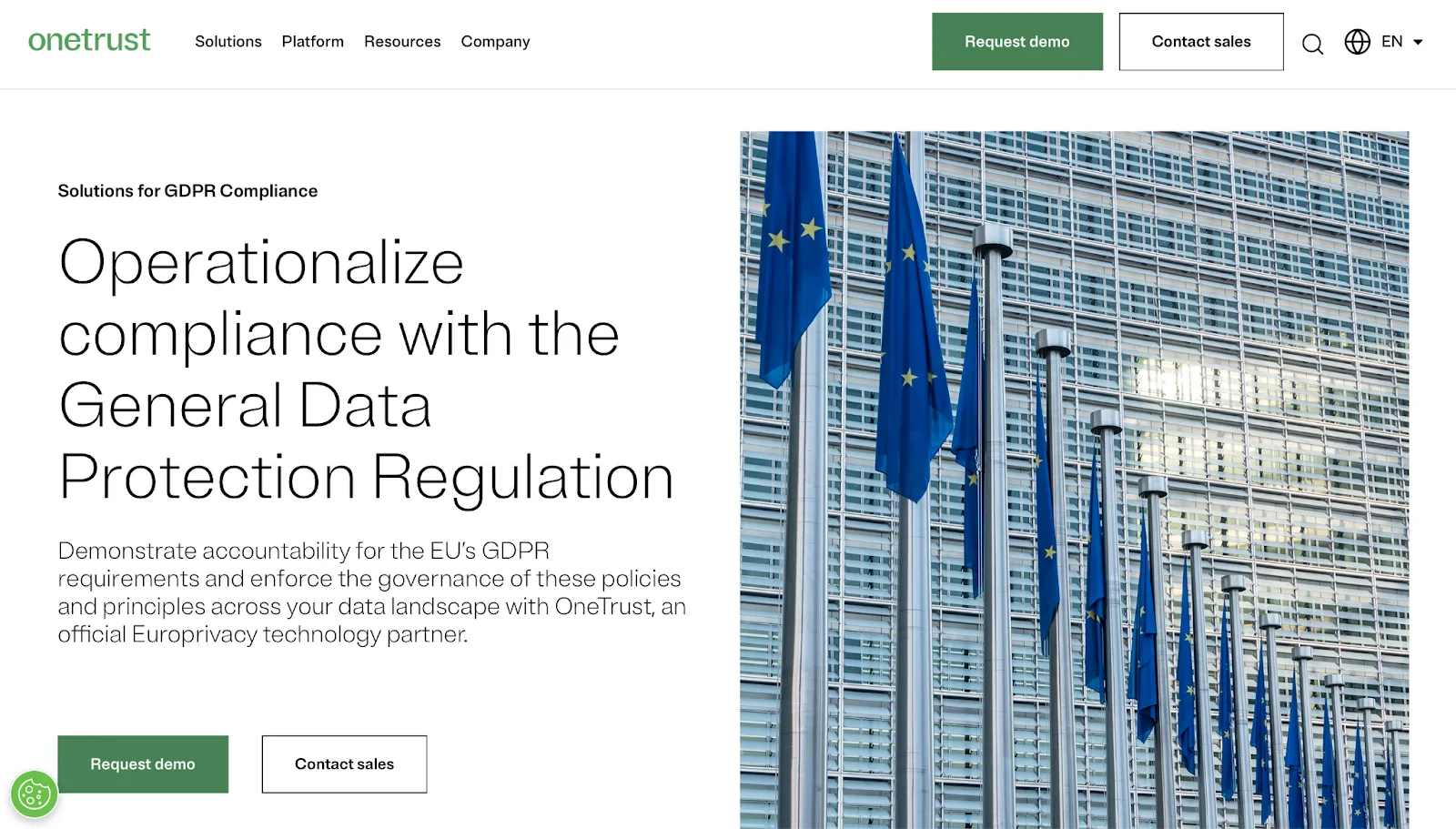This is the home page of OneTrust