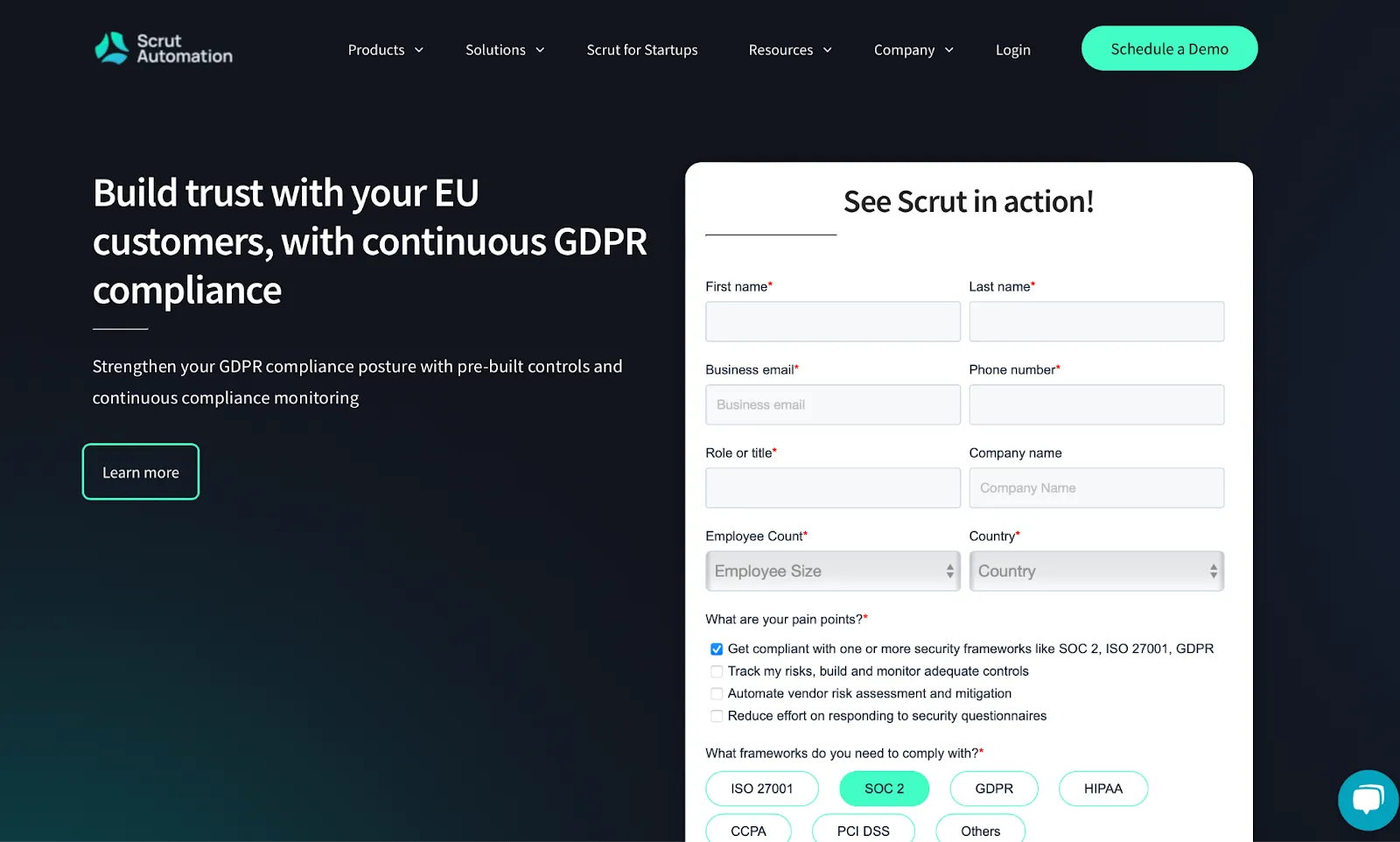 This is the home page of Scrut