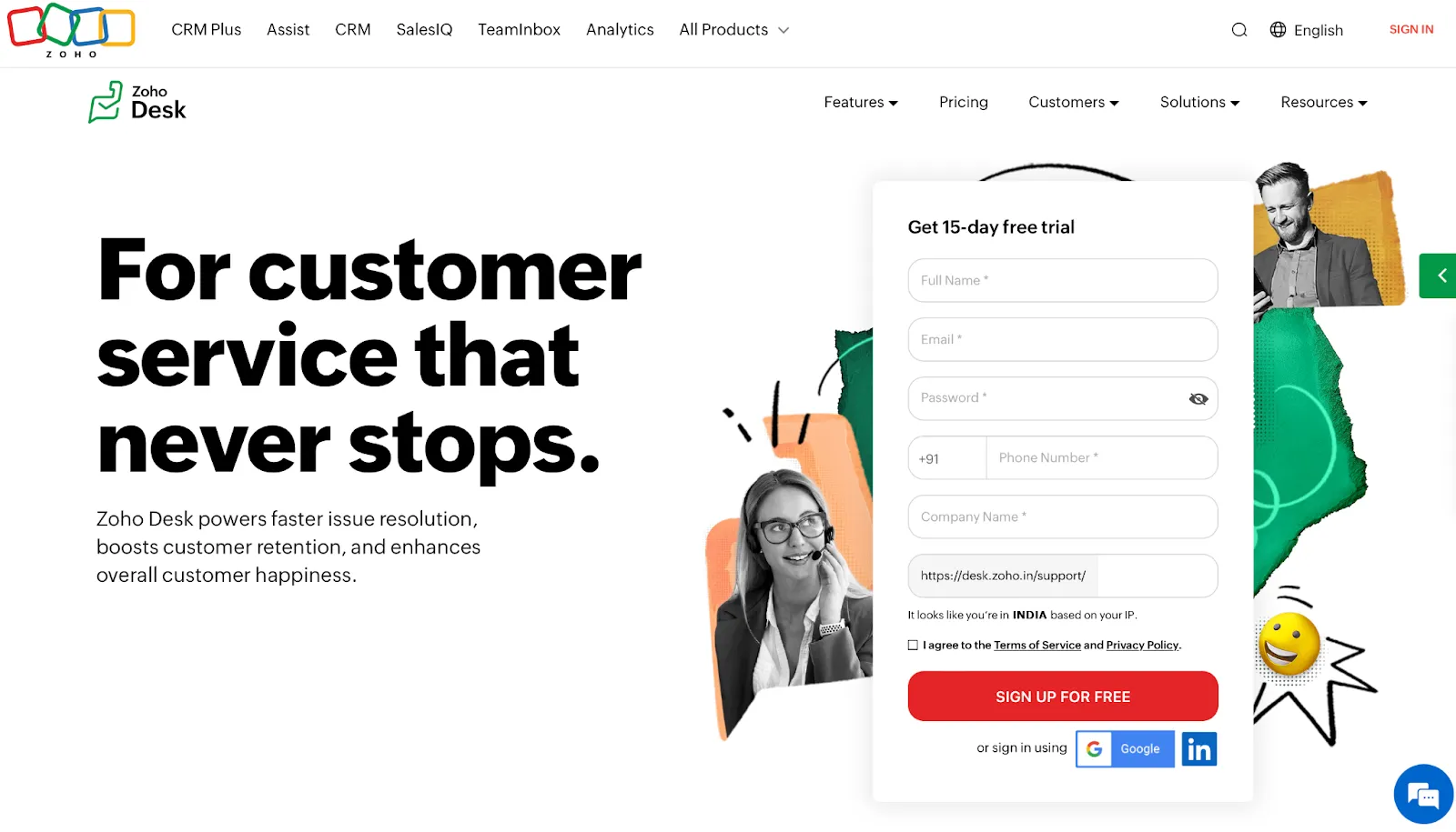 This is the home page of Zoho Desk