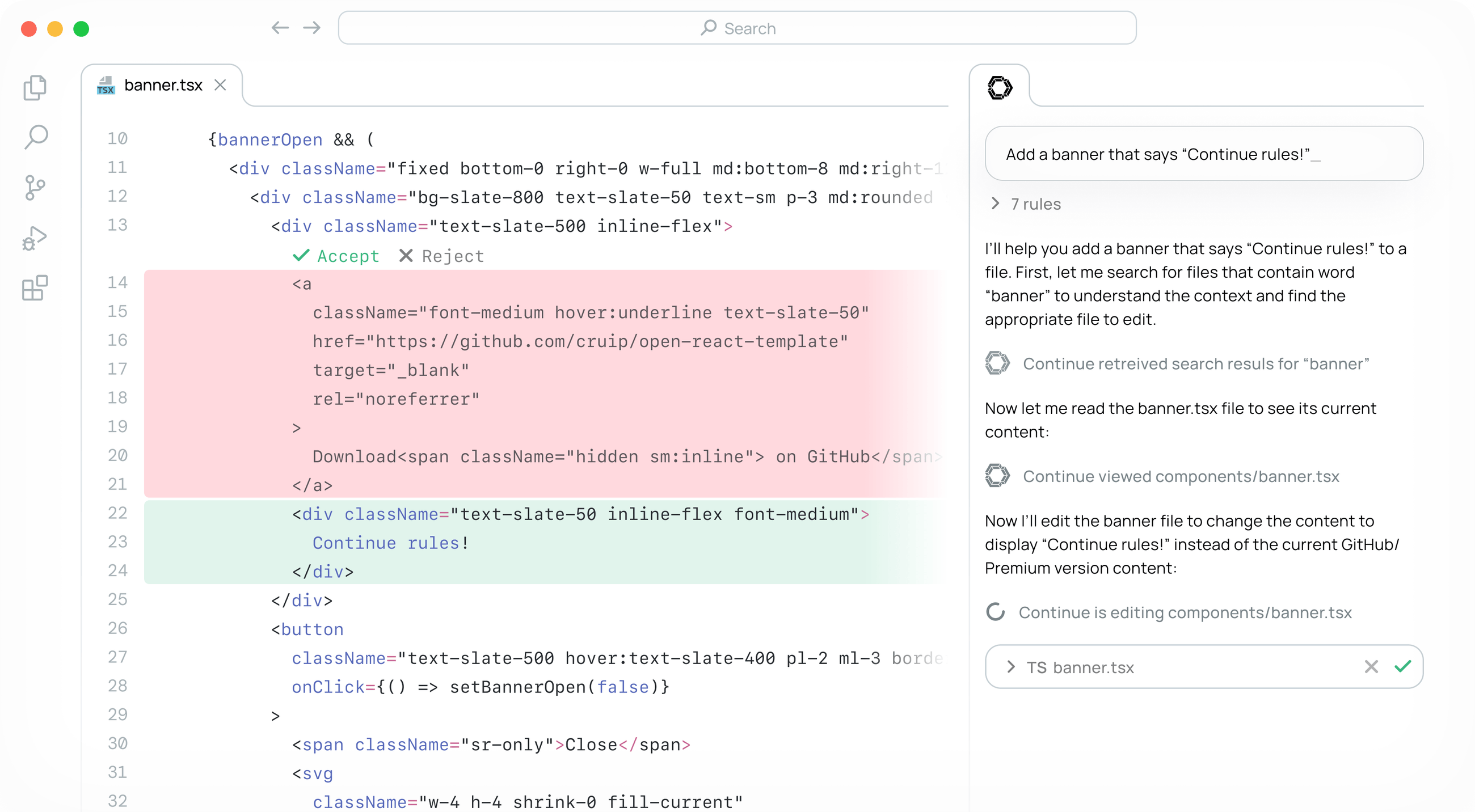 Continue Code Editor