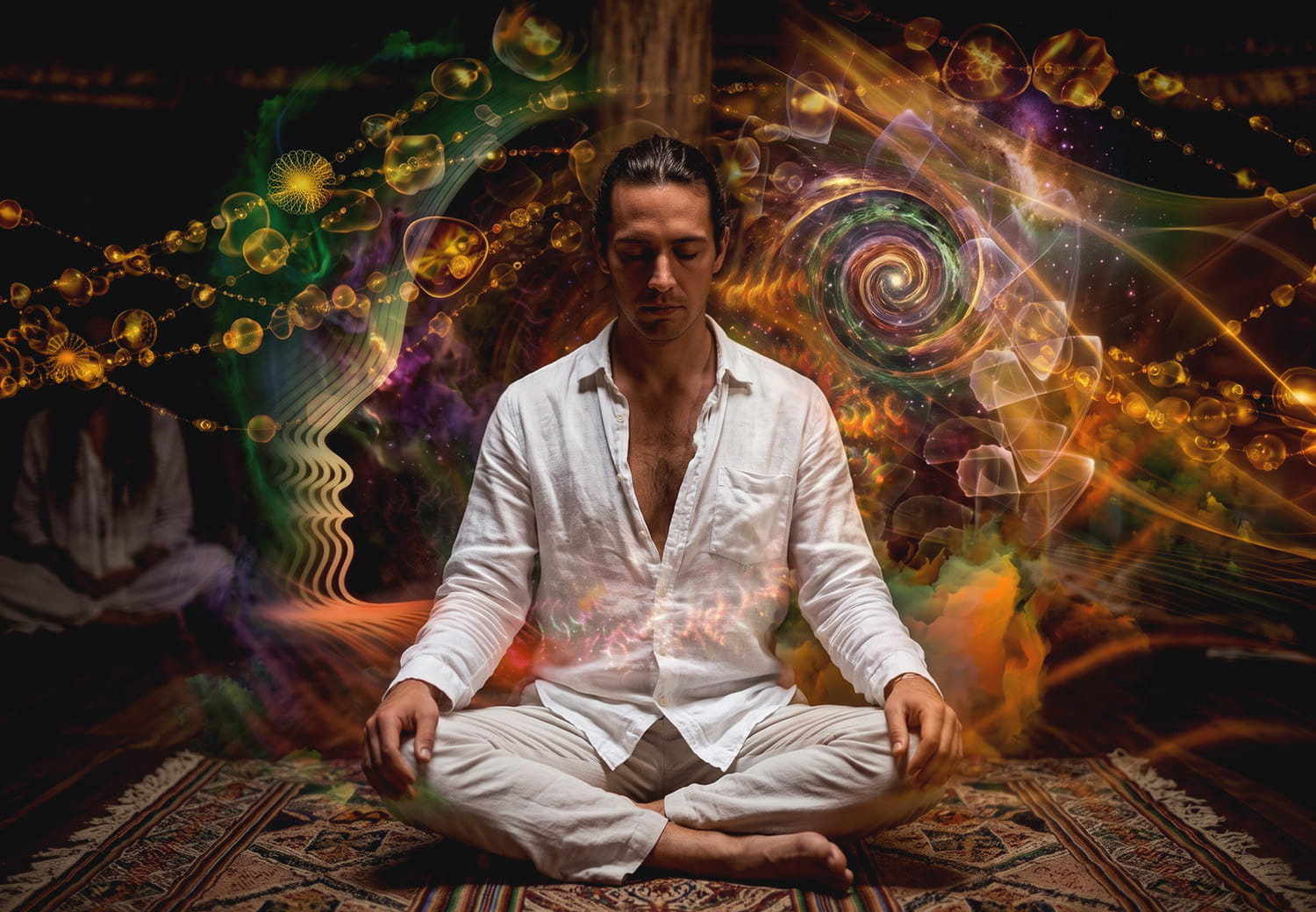 A man during a visionary experience under psychedelics