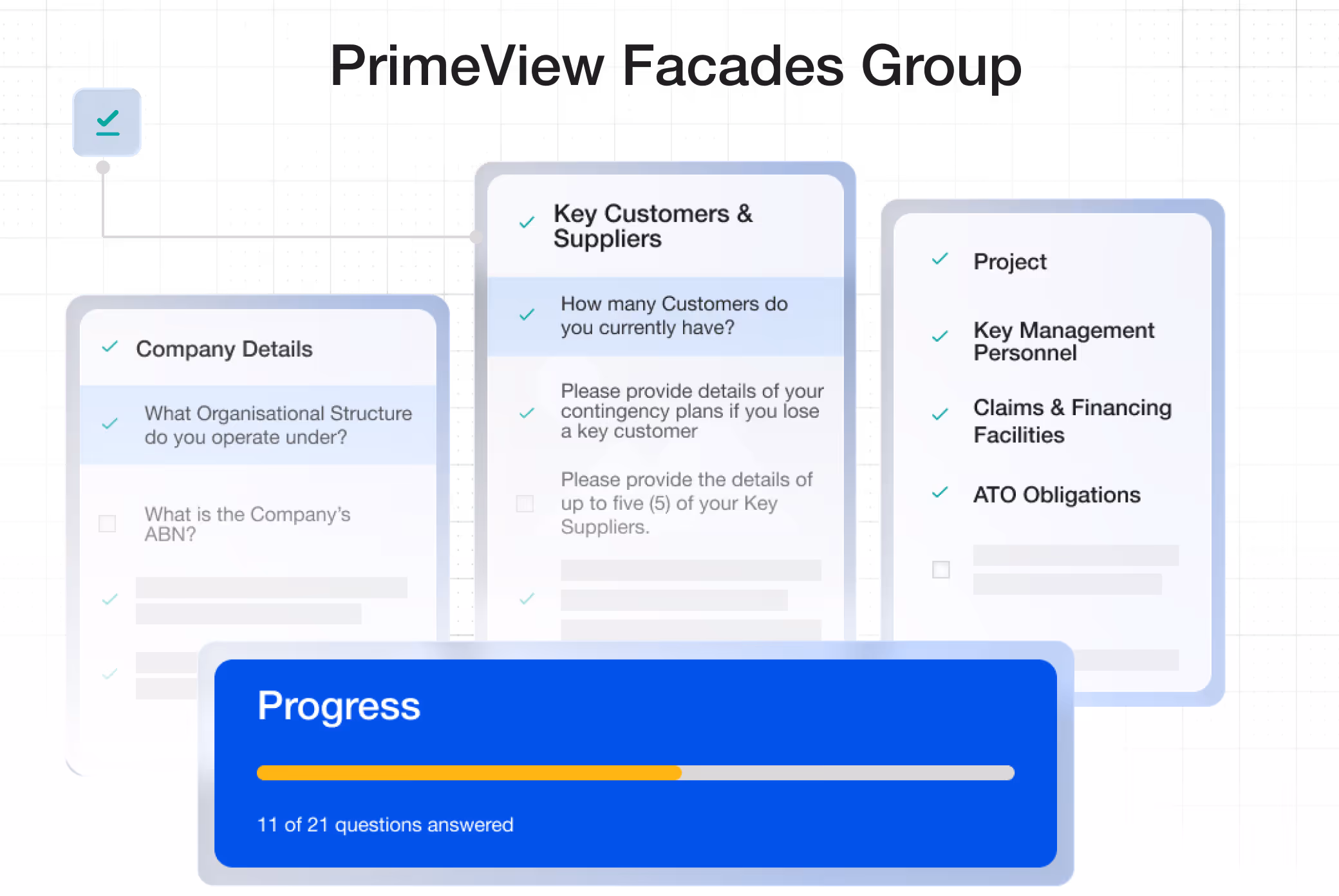 Fiable platform interface with questionnaire