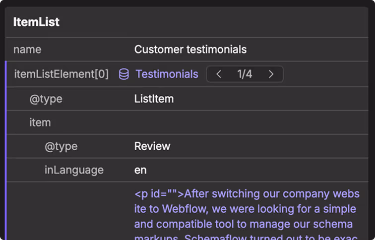 Schema Flow's collection mapping for schemas in Webflow
