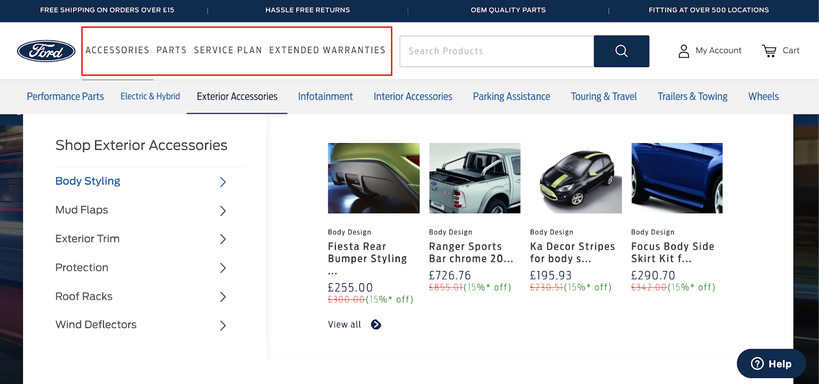 navigation on ford online store