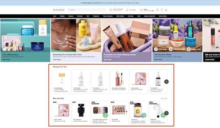 sephora product recommendation