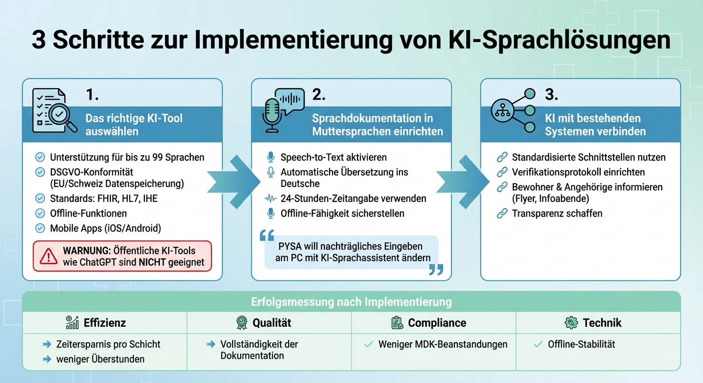 3 Schritte zur Implementierung von KI-Sprachlösungen in Pflegeheimen