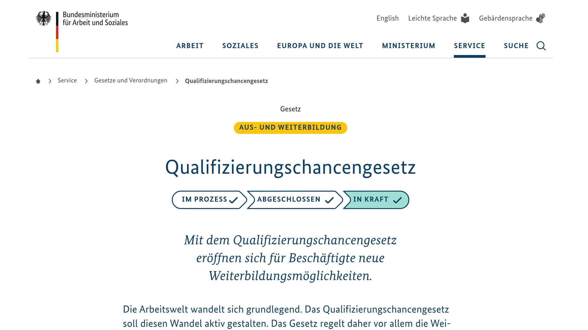 Qualifizierungschancengesetz