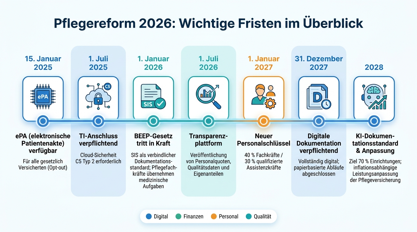 Pflegereform 2026: Alle Fristen und Pflichten für Pflegeheime im Überblick