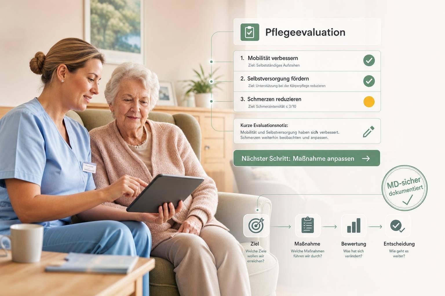 Pflegeevaluation: Pflegeziele und Maßnahmen richtig überprüfen