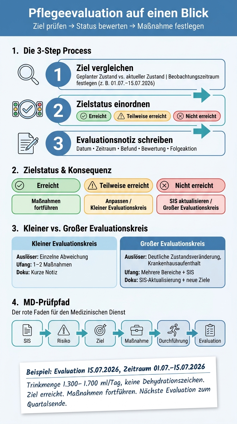 Pflegeevaluation: 3-Schritte-Prüfstandard für Pflegeziele
