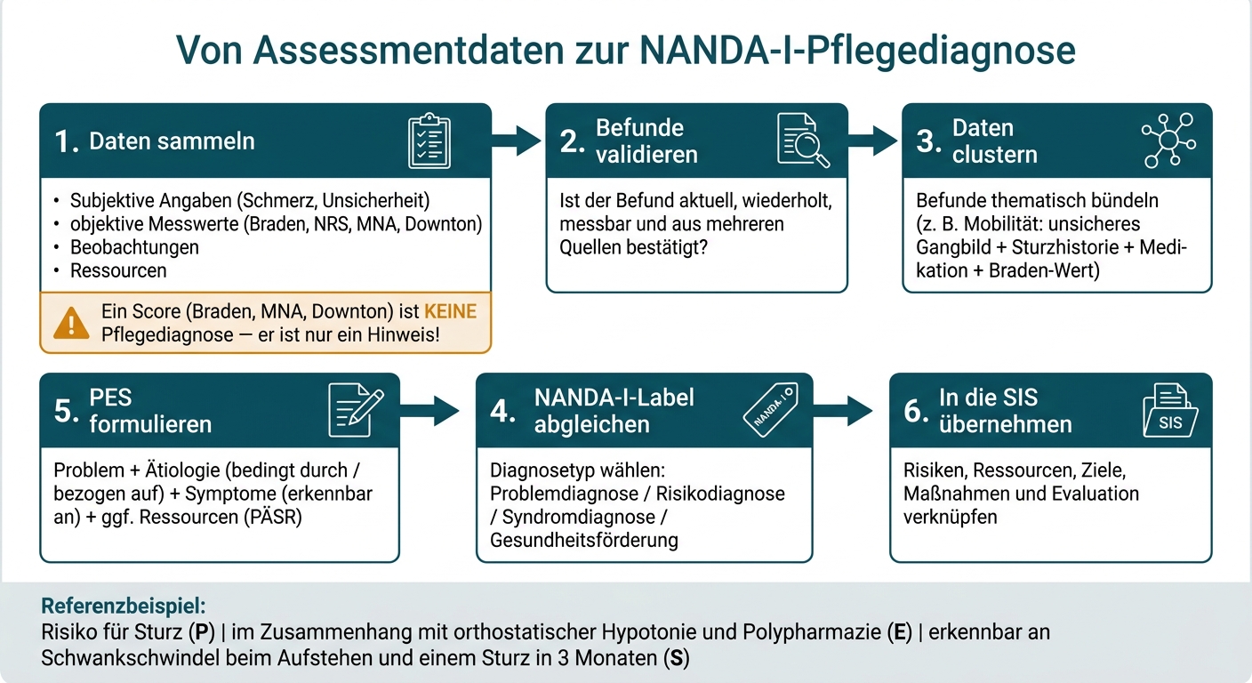 Von Assessmentdaten zur NANDA-I-Pflegediagnose: Der 6-Schritte-Workflow